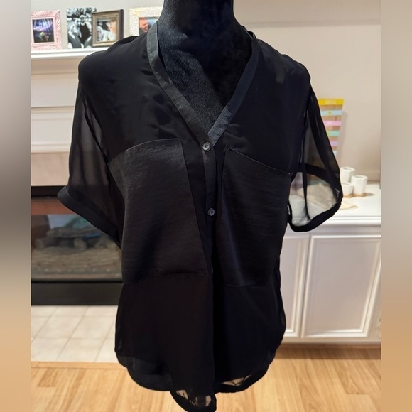 HELMUT LANG Black Sheer Pocket Top Size Small VGUC - Picture 2 of 5
